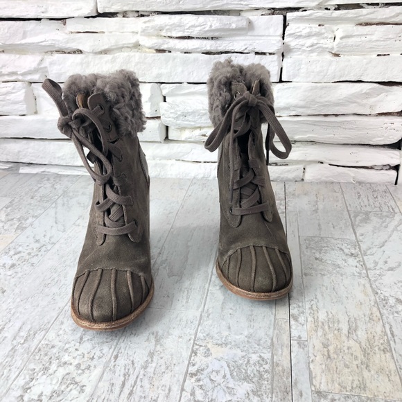 UGG Jaxon Cuff Lace Up Heeled Bootie Suede - Picture 6 of 8